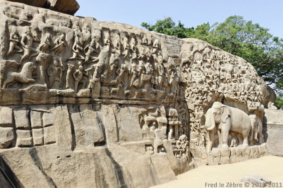 Mamallapuram, L'ascèse d'Arjun ou la descente du Gange 01, vue d'ensemble